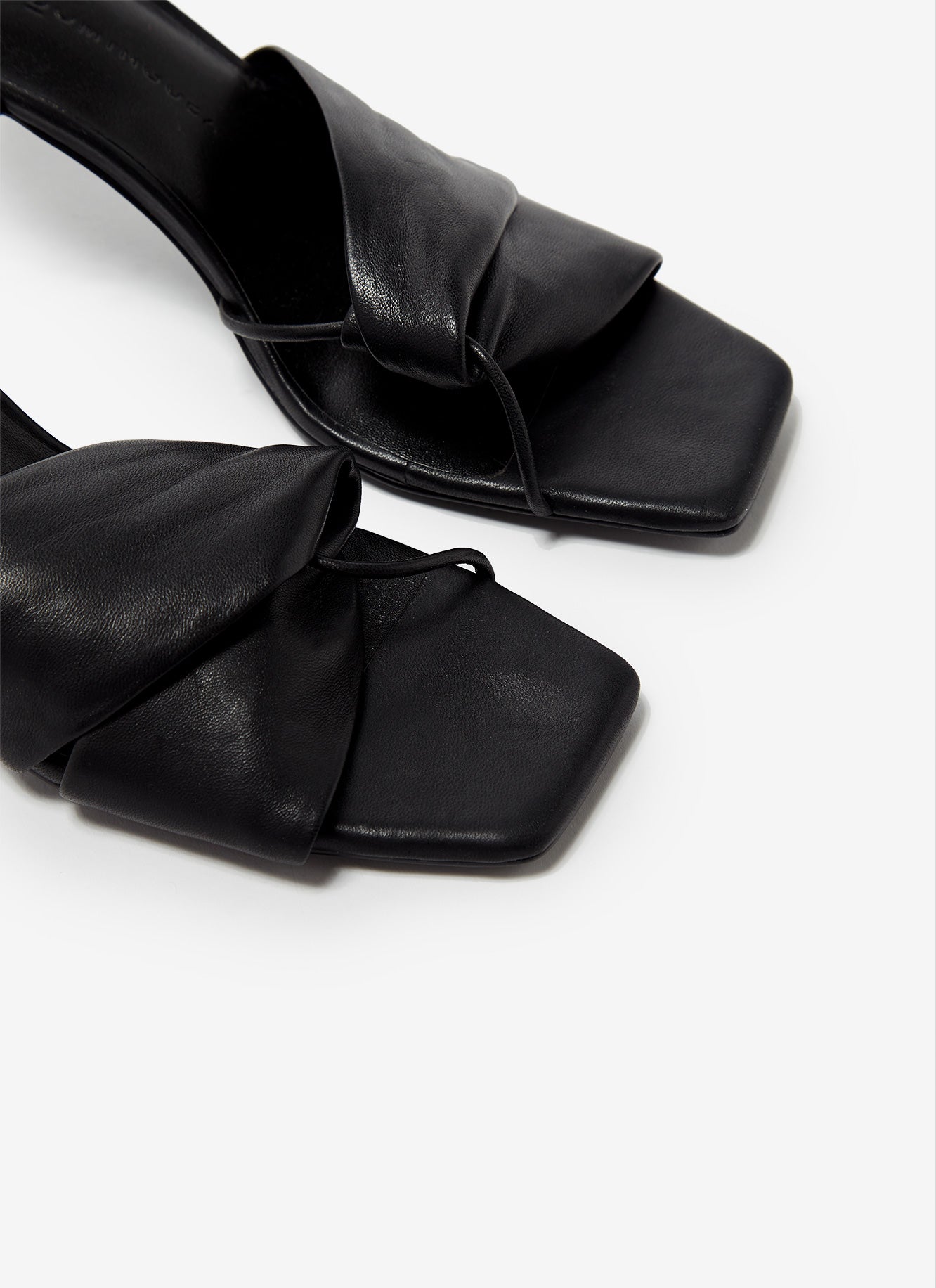 Black Draped Leather Sandal