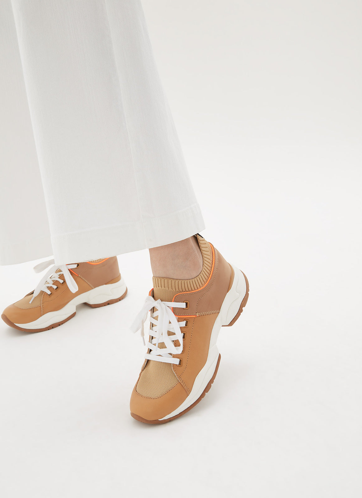 Camel Sneakers With Neon Details