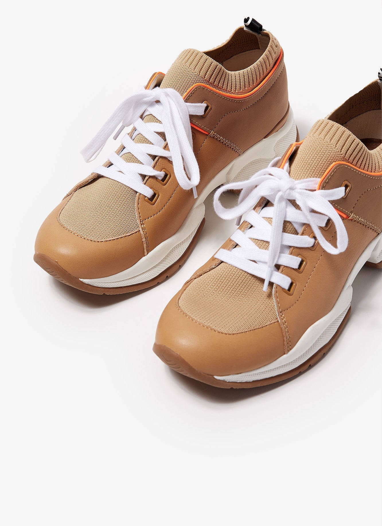 Camel Sneakers With Neon Details