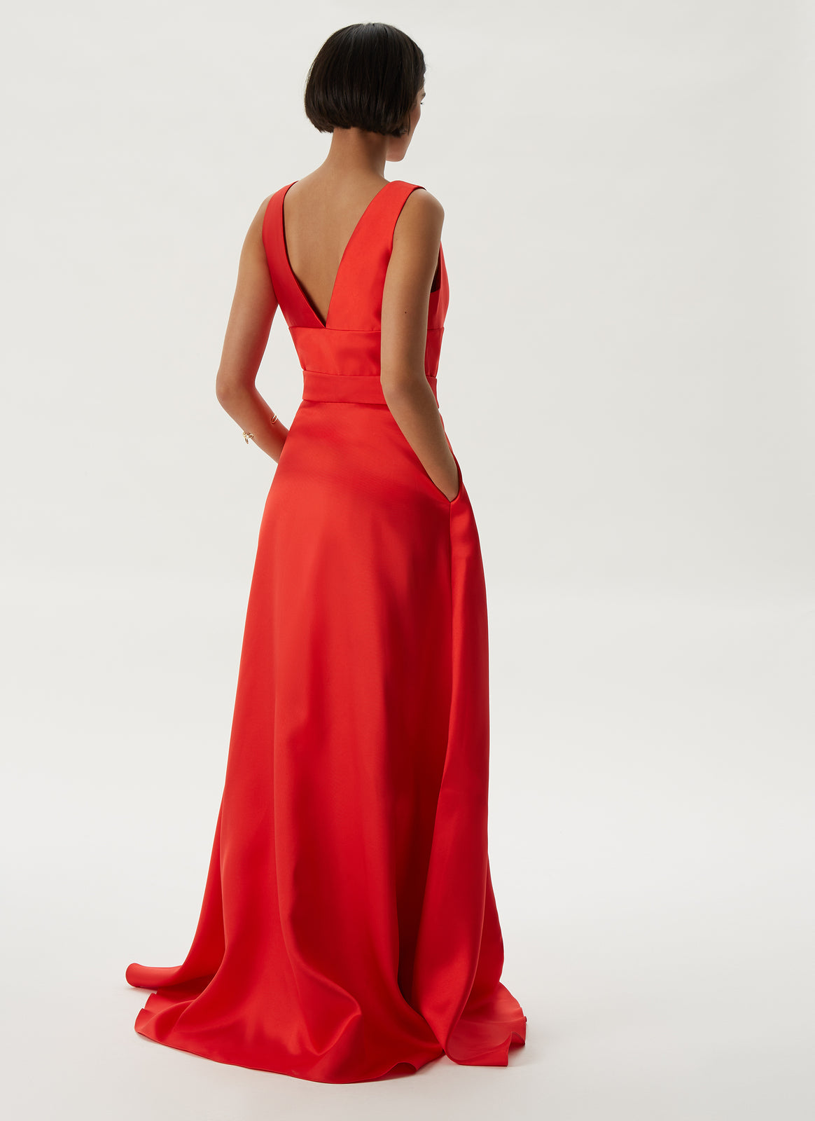 Red Cocktail Long Dress With Volume