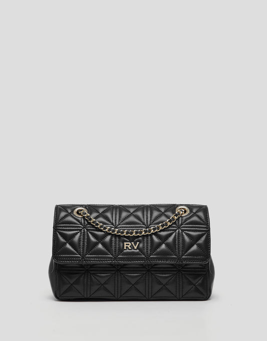 Linda Midi shoulder bag with black quilted leather