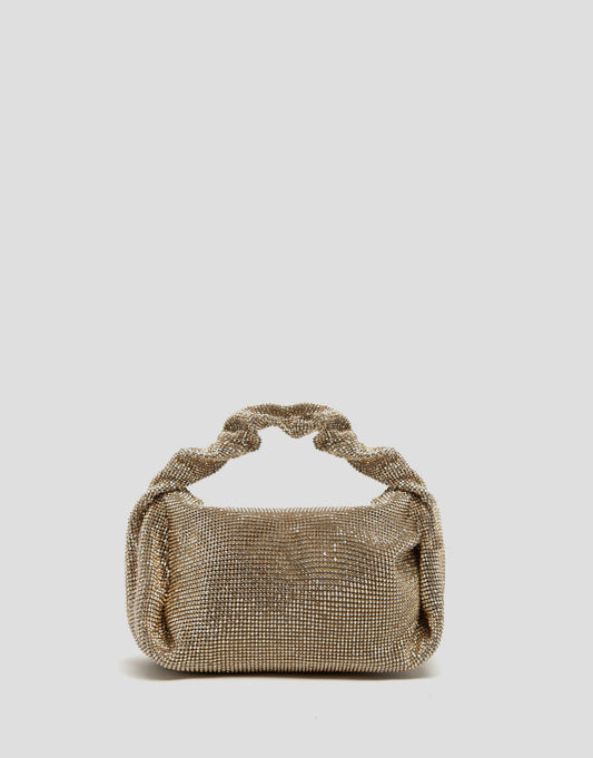 Ariana Cristal Mesh gold handbag