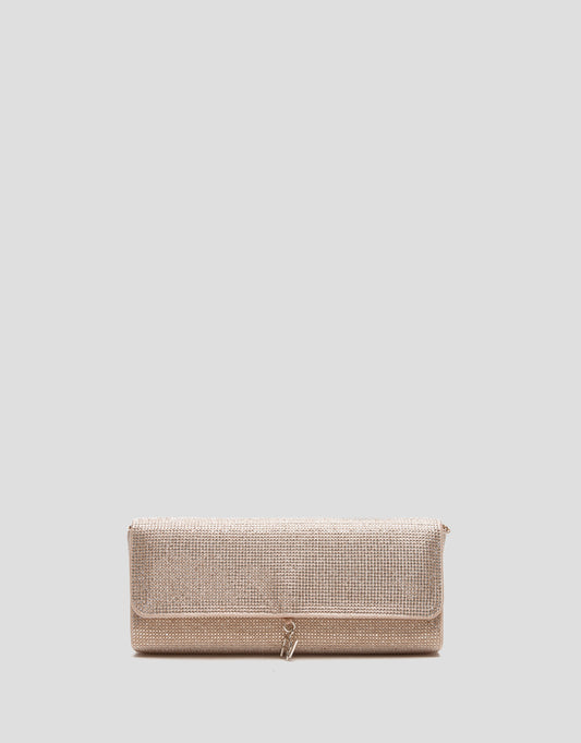 Ariana Crystal Mesh Gold Clutch Bag