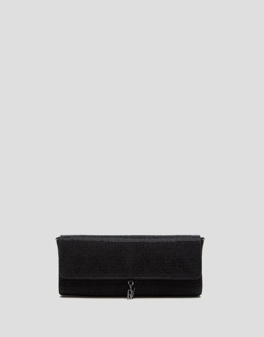 Ariana Crystal Mesh Black Clutch Bag