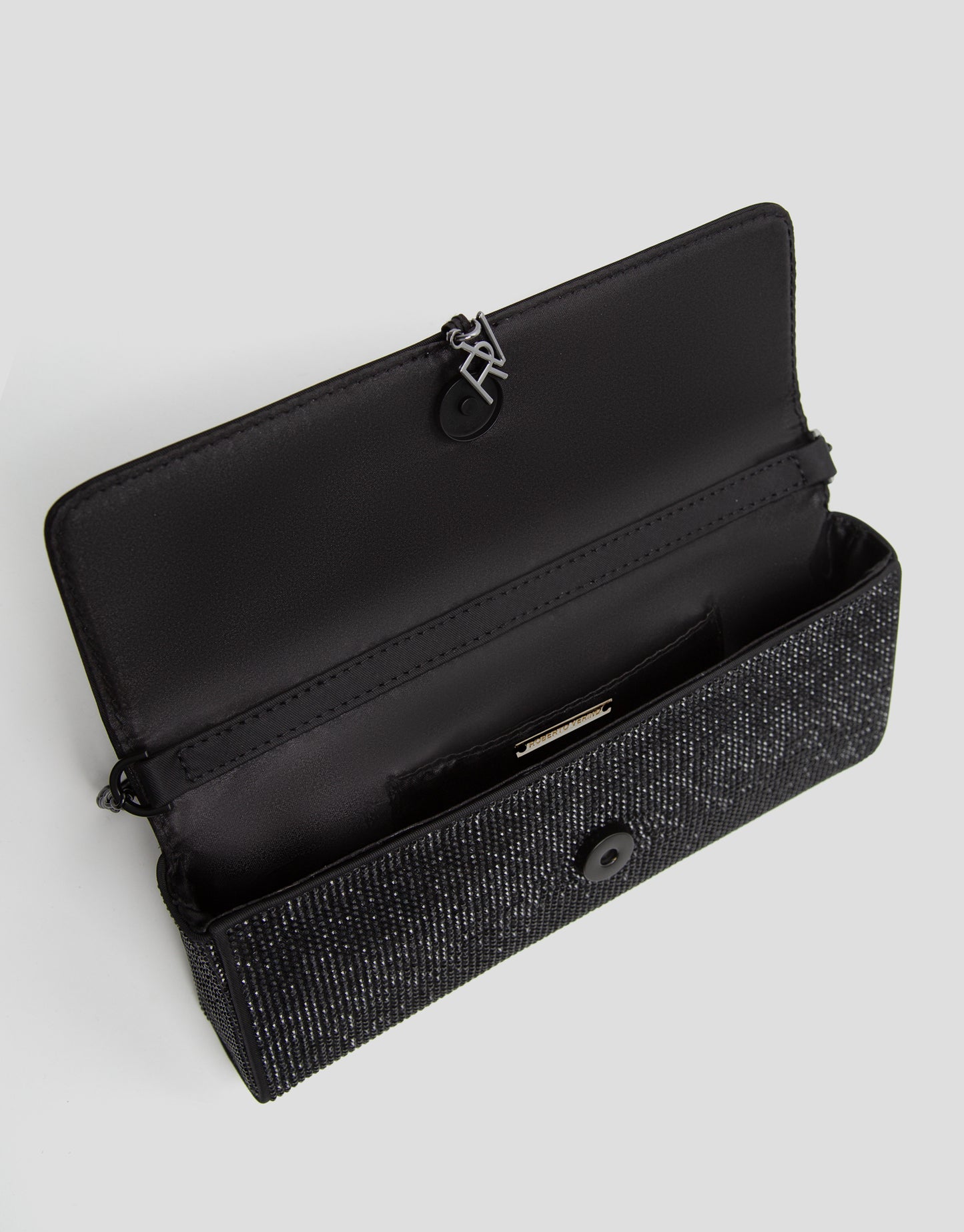 Ariana Crystal Mesh Black Clutch Bag