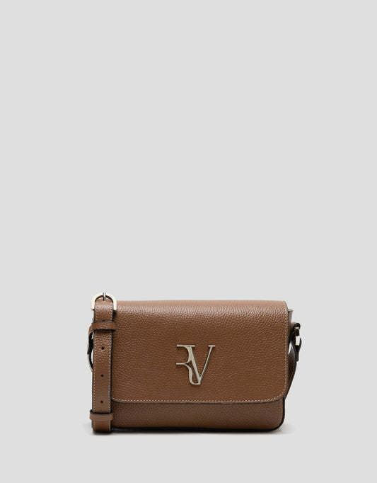 Sun brown leather shoulder bag