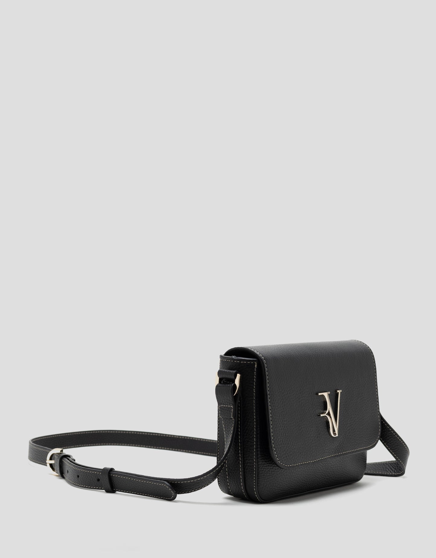 Sun leather shoulder bag black