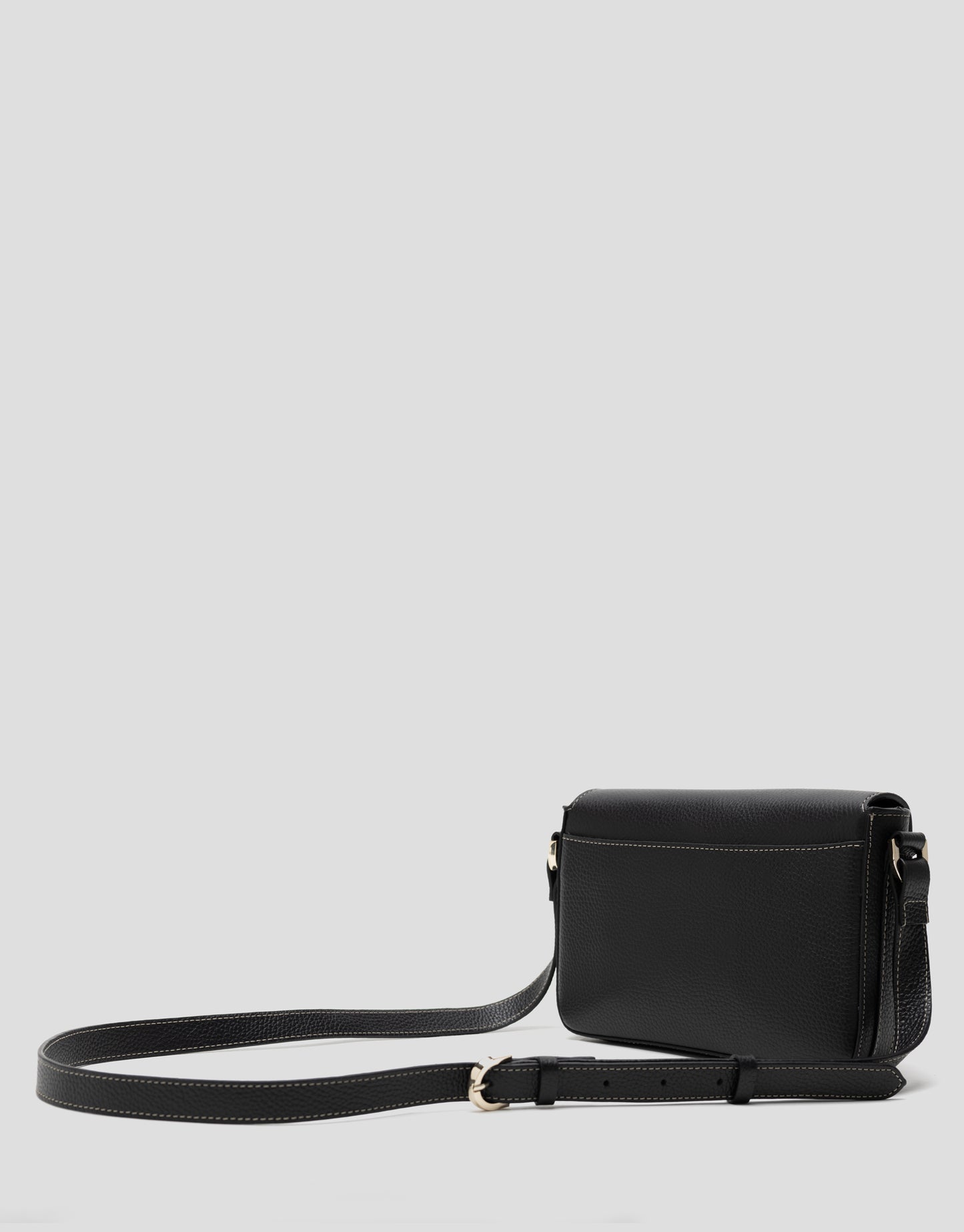 Sun leather shoulder bag black