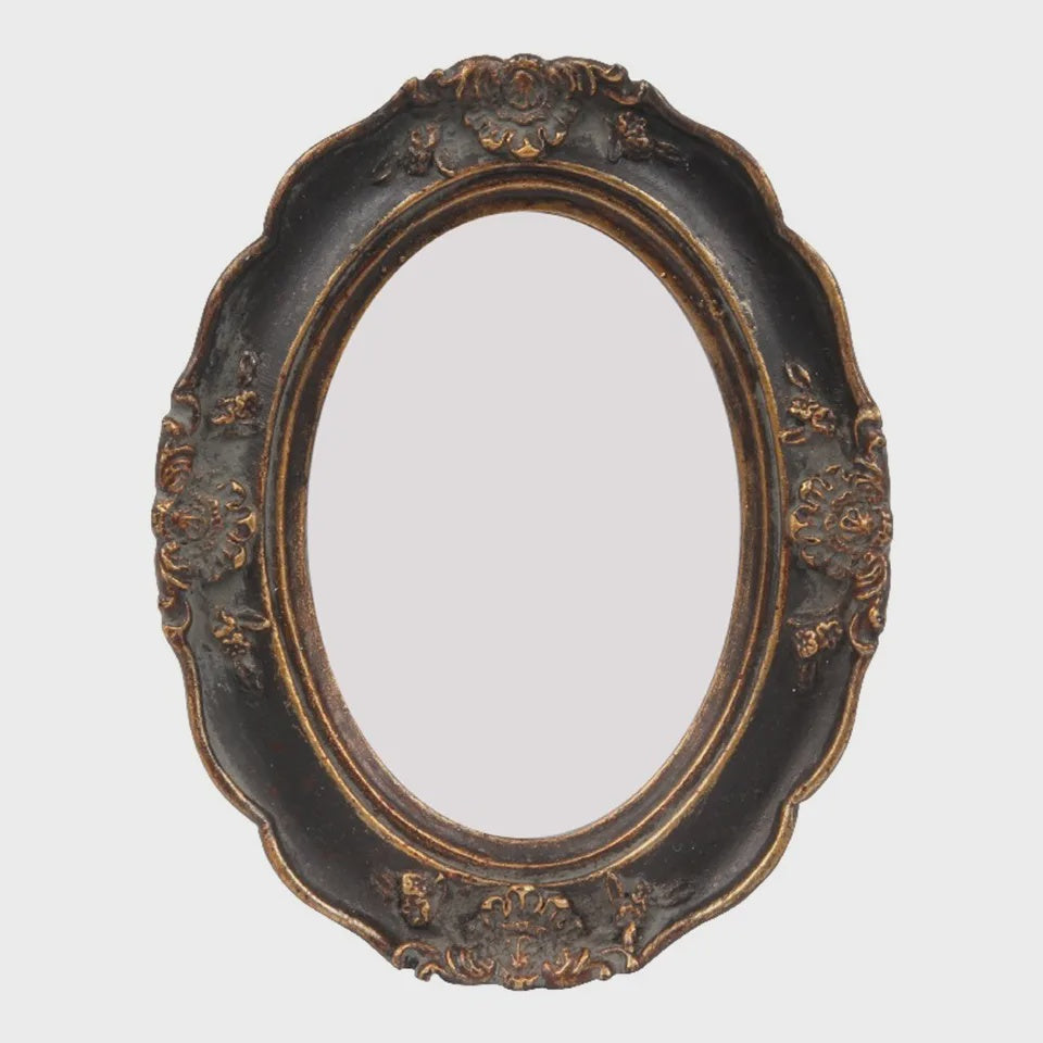 Baroque Black and Gold Oval Photo Frame 12 cm