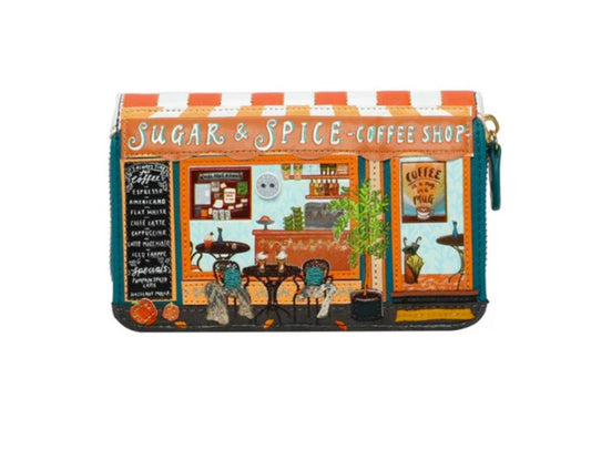 Sugar and Spice Coffee Shop Medium Ziparound Wallet