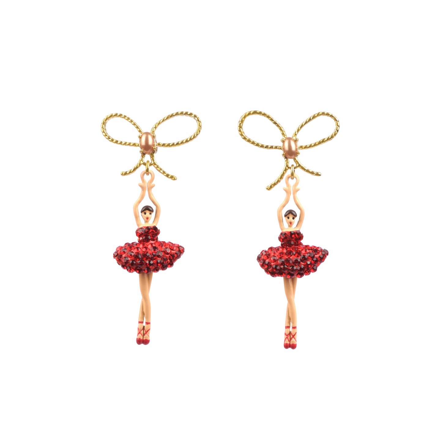 Pas de Deux Lux Ballerina W/Knot Red Earrings