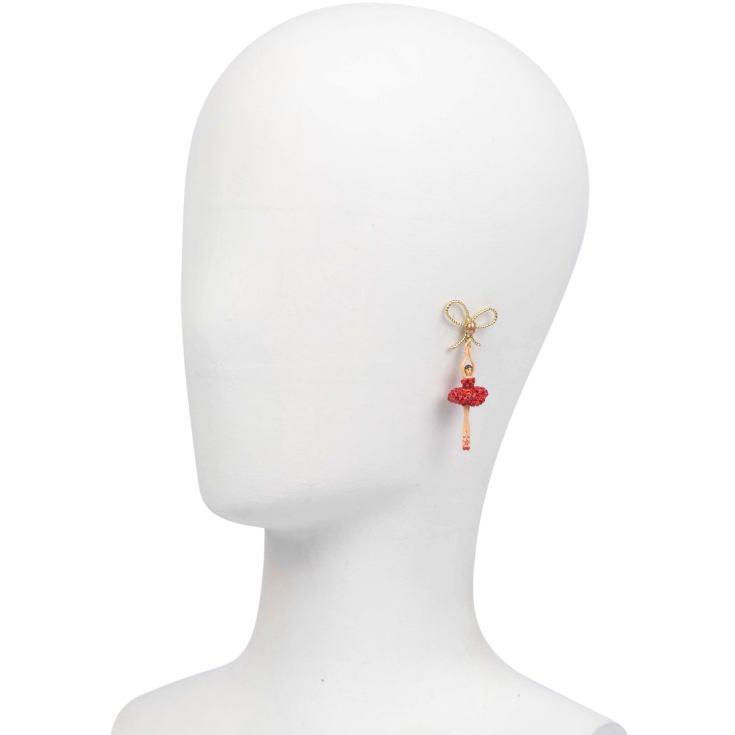 Pas de Deux Lux Ballerina W/Knot Red Earrings