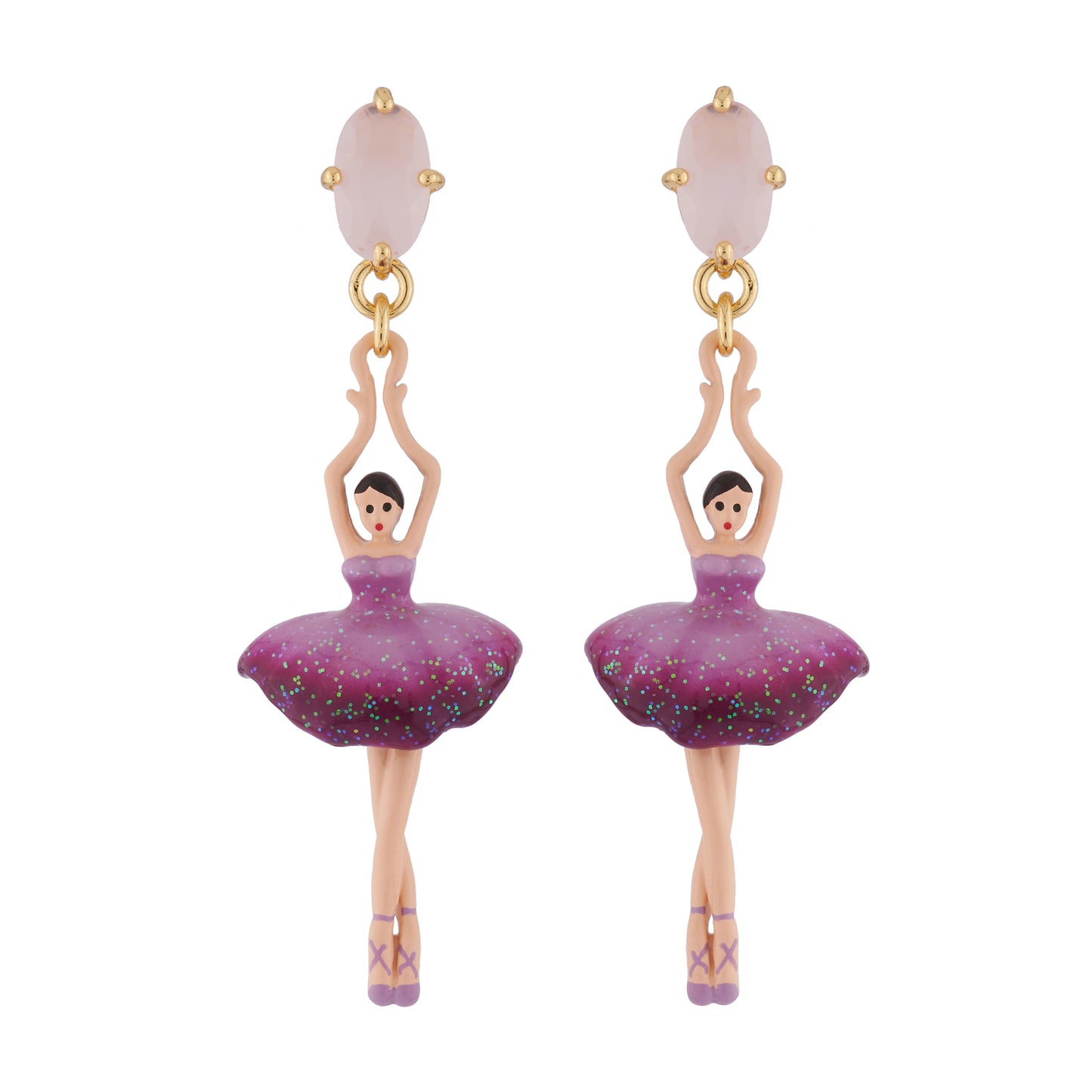 Asymmetric Pas de Deux Faceted Crystal Gradient Plum Earrings | AIDD115C/1