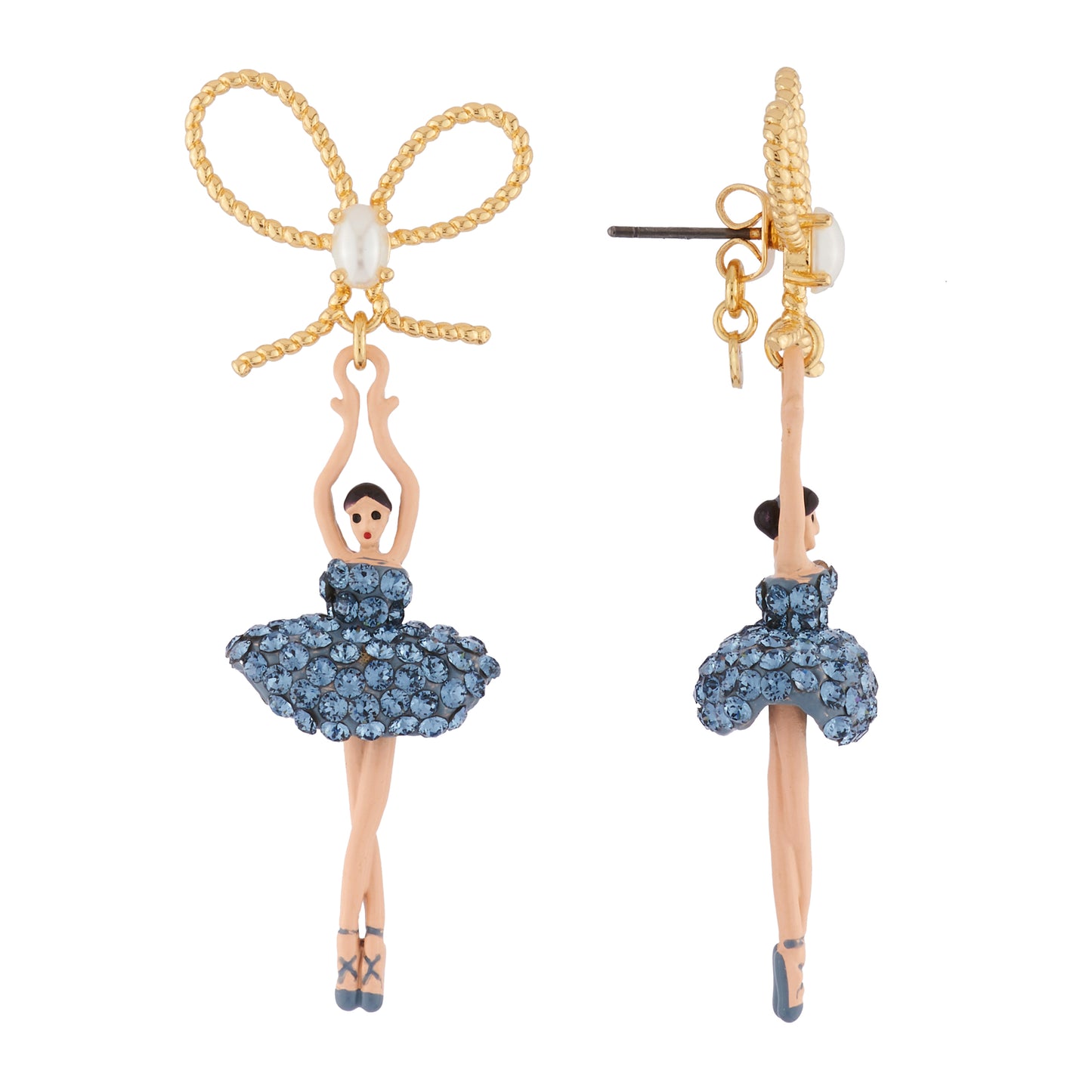 Pas de Deux Lux With Knot Rhinestones Denim Blue Earrings | AIDDL108C/2