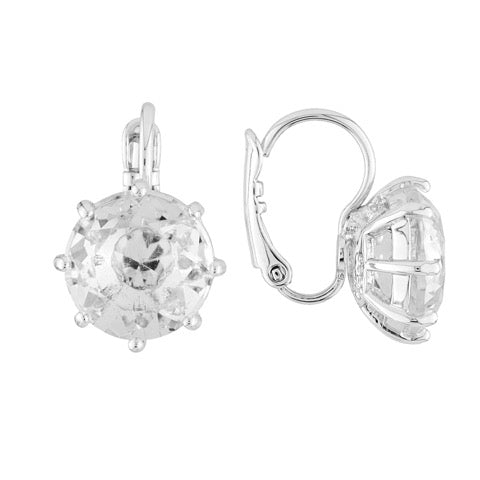 Silver Small Square Stone La Diamantine Earrings | AILD1183