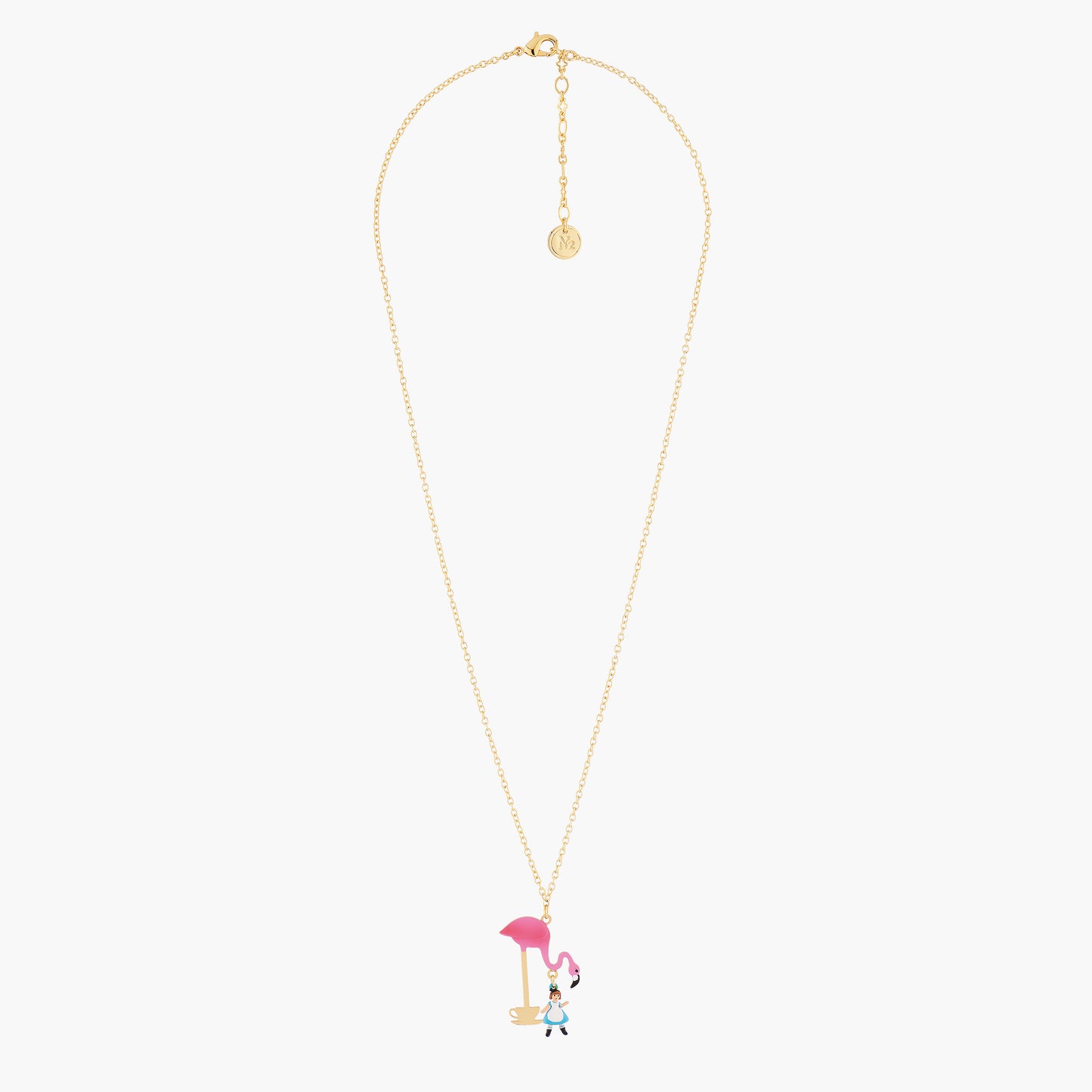 Alice's Tea Time With Flamingo Pendant Necklace | AMAL3061