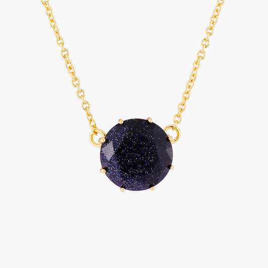 Deep Sparkling Blue Round Stone La Diamantine Pendant Necklace | AMLD3011