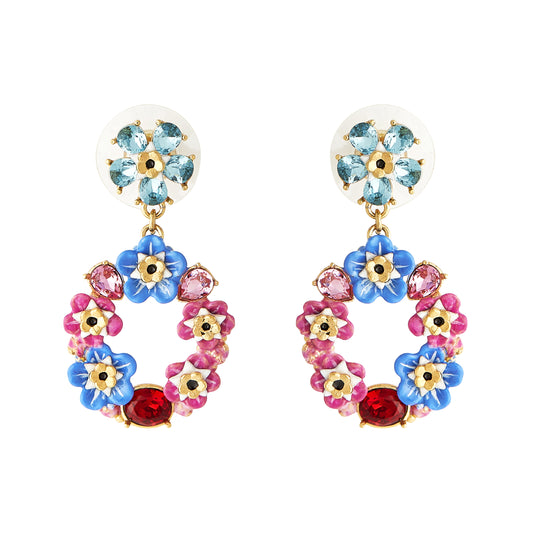 Forget-Me-Not And Rosebuds Circular Earrings | ANBM103C/1