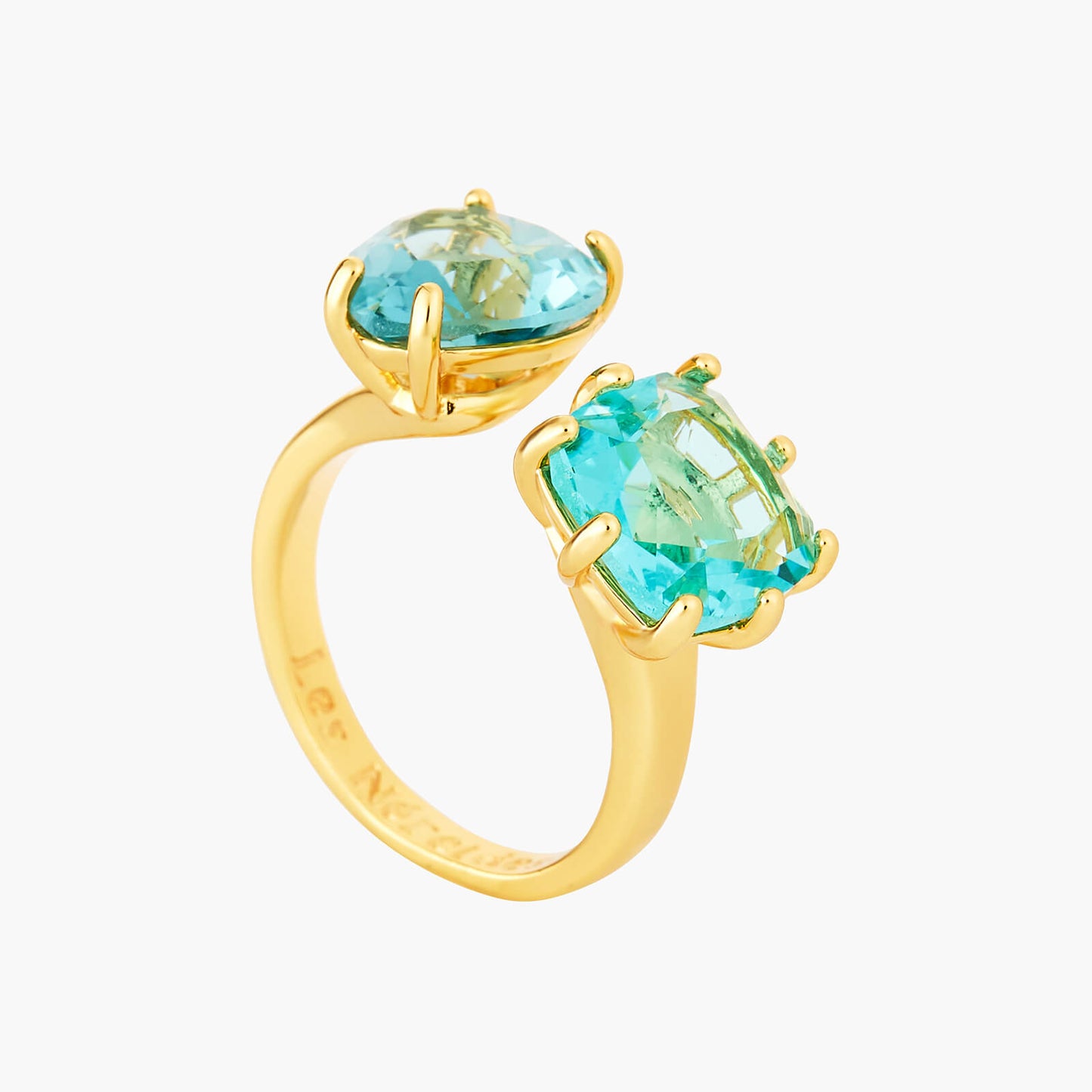 La Diamantine Acqua Azzurra You And Me Heart And Square Stone Rings | ANLD6181