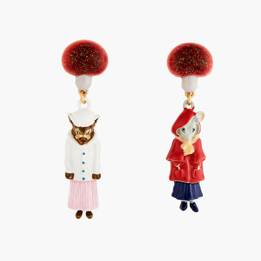 Little Mouse Little Red Riding Hood And Big Bad Wolf Earrings | ANNA101C/1