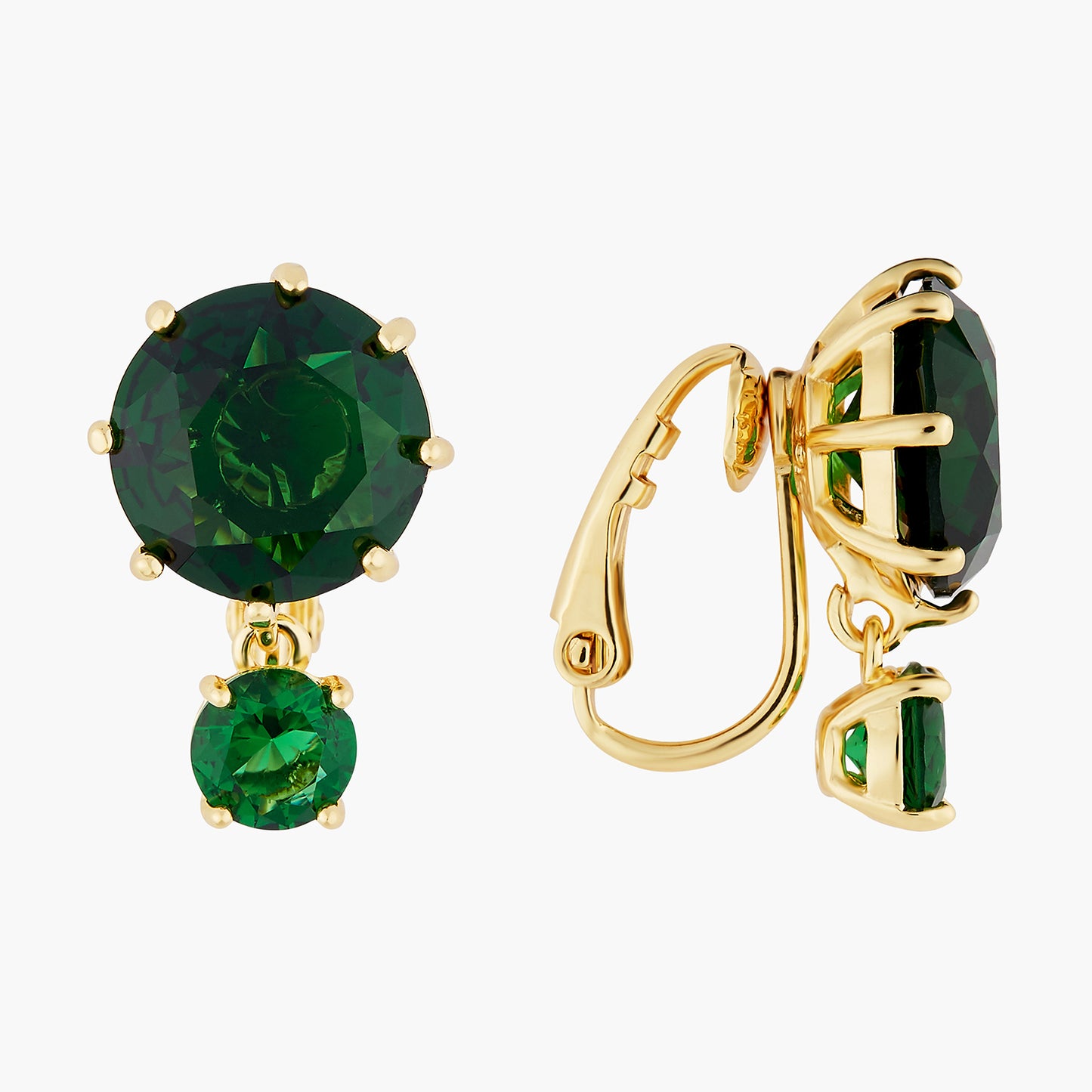 Emerald Green Round Stones Diamantine Earrings | AOLD1261