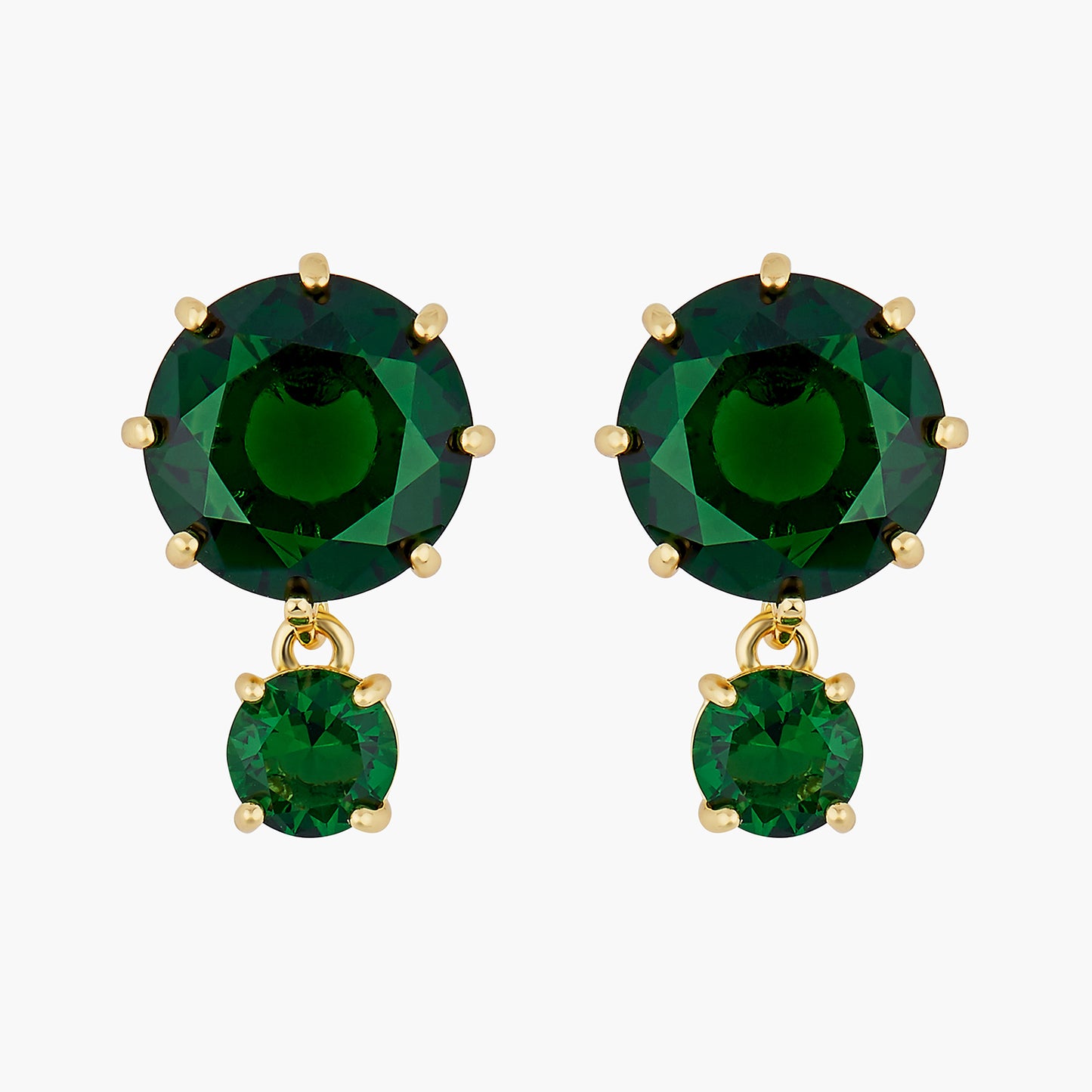 Emerald Green Round Stones Diamantine Earrings | AOLD1261