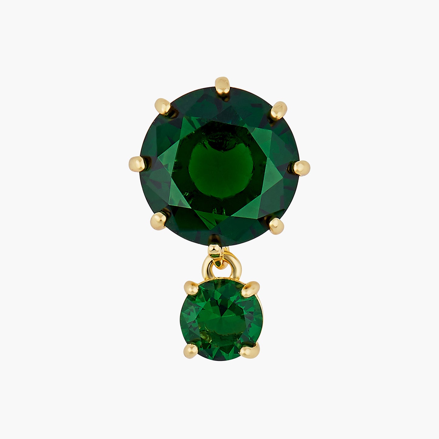 Emerald Green Round Stones Diamantine Earrings | AOLD1261