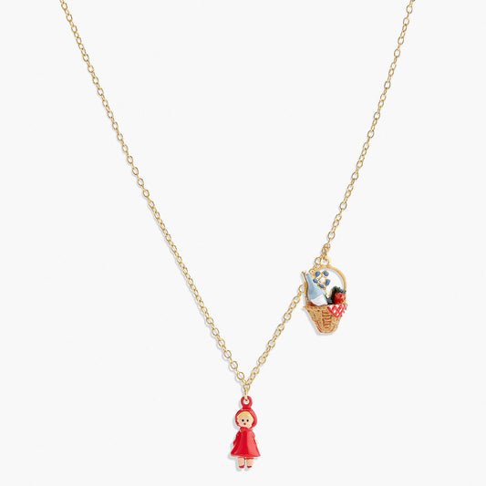 Basket And Little Red Riding Hood Pendant Necklace | APBB3081