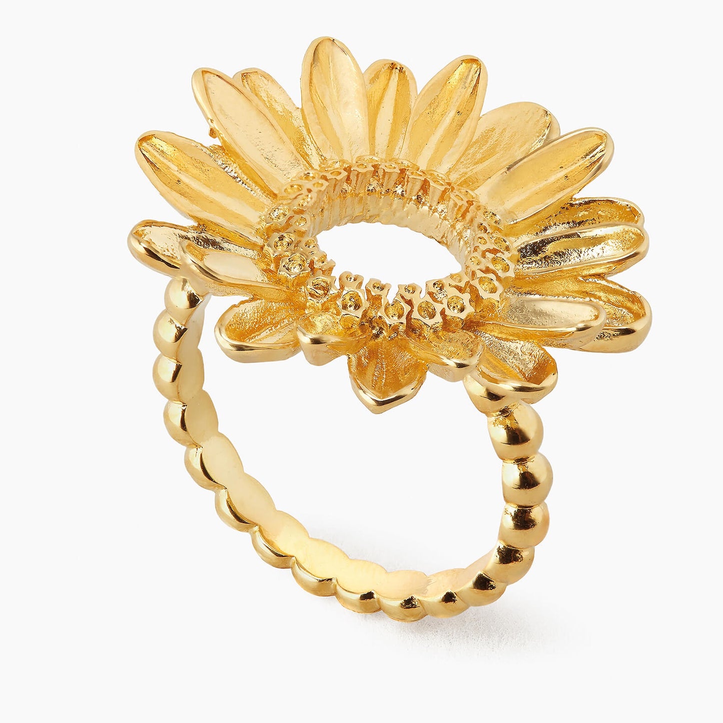 Sunflower And Beaded Band Cocktail Ring | APCO6061