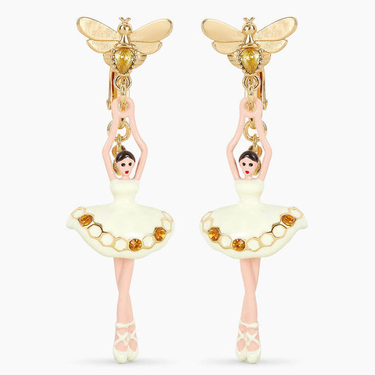 Sparkling Rhinestone Ballerina And Bee Earrings | APDD1151