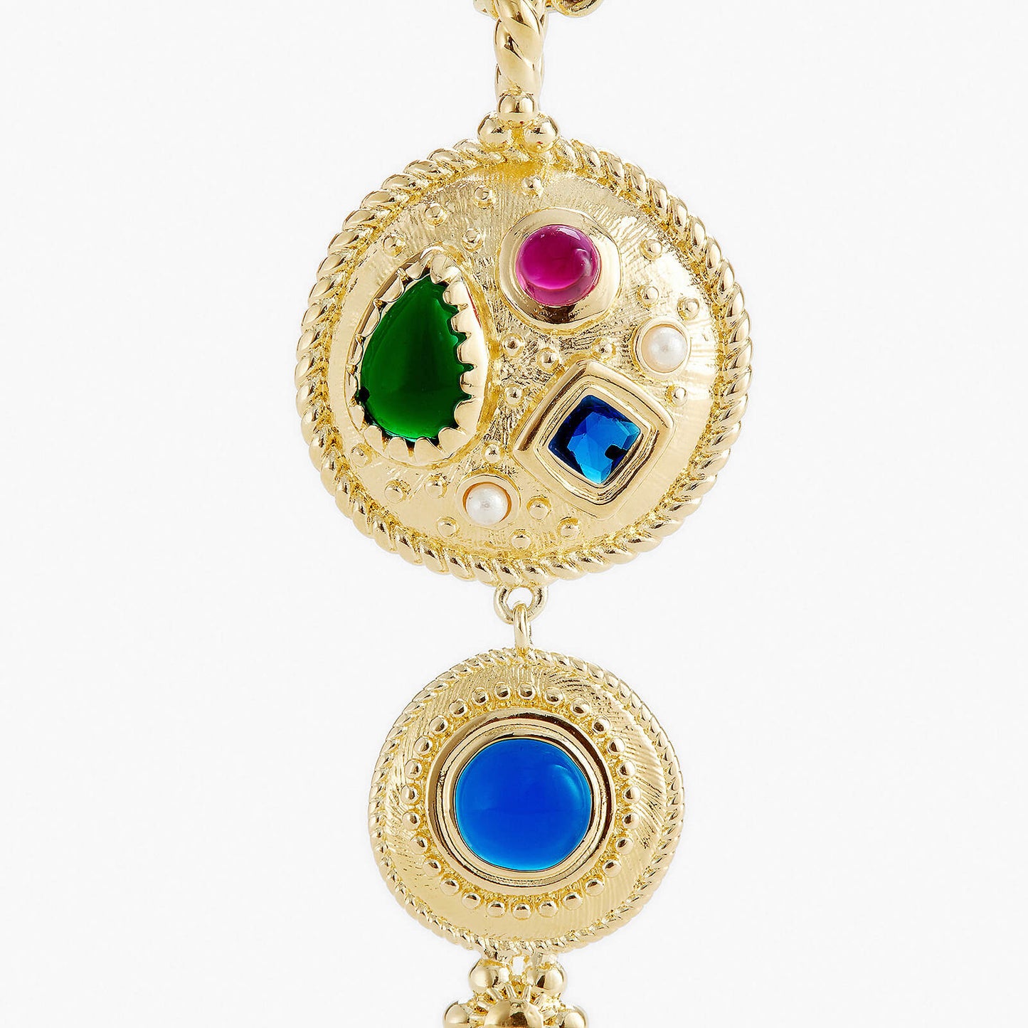 Coloured Stones Fine Medallion Necklace | APJS3021