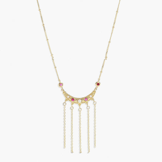 Coloured Stones And Chain Statement Necklace | APJS3051