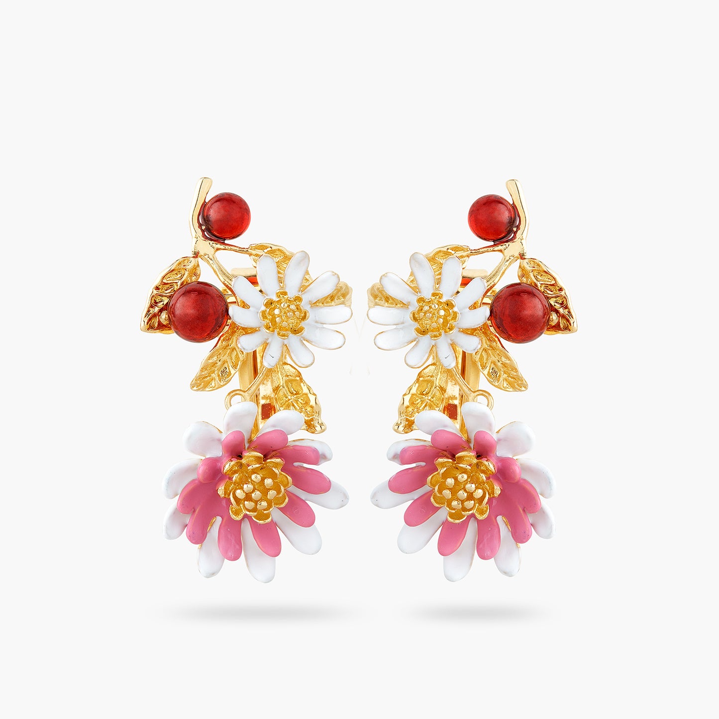 Pink and white anemone earrings | AQHC1021