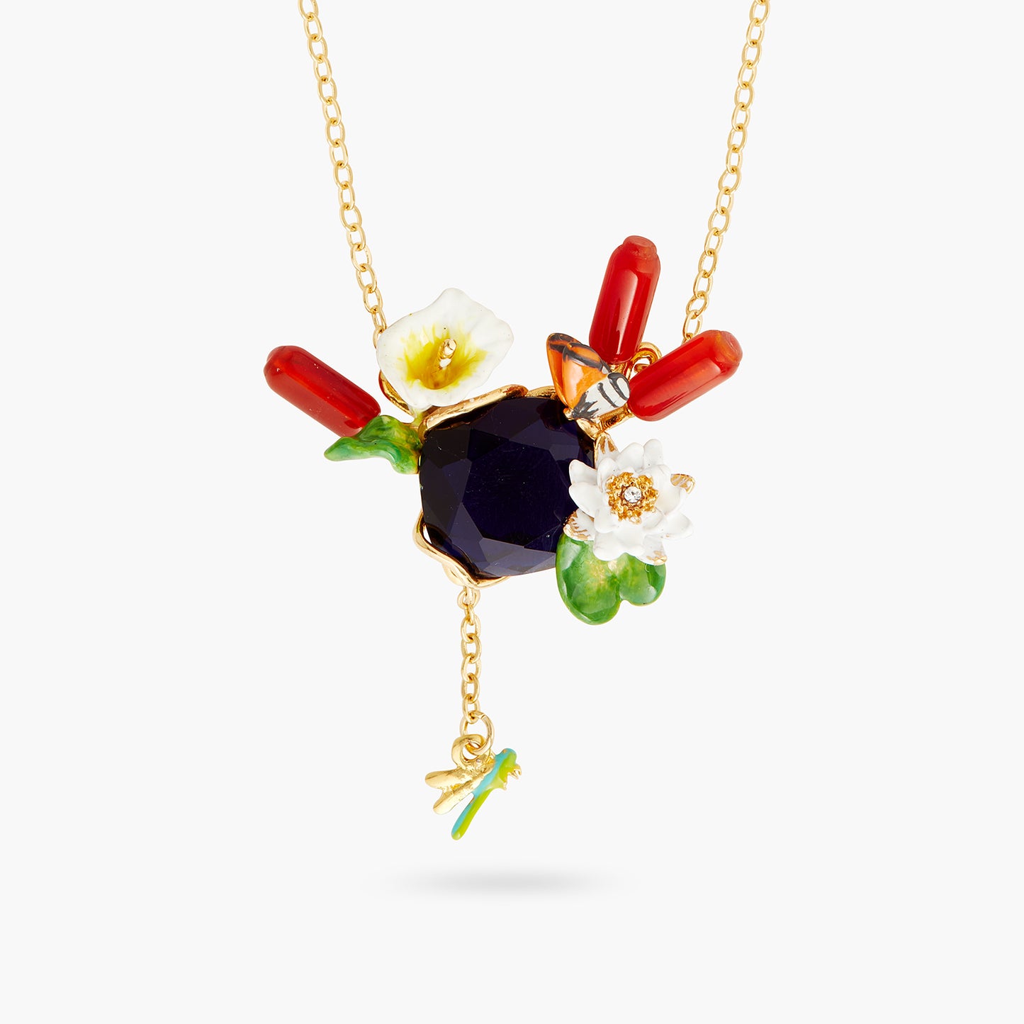 Giverny Water Garden And Blue Stone Statement Necklace | AQJF3031