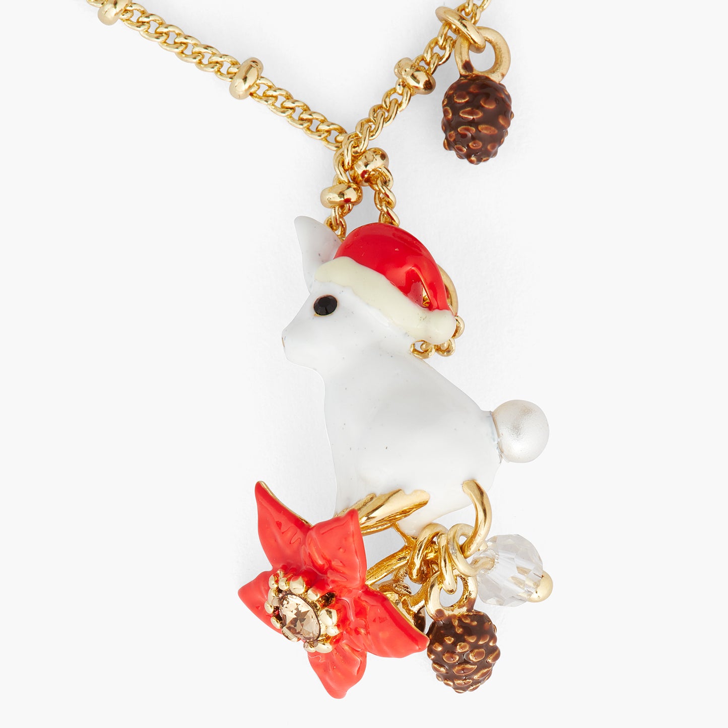 Rabbit, christmas star and pine cone pendant necklace | AQNE3031