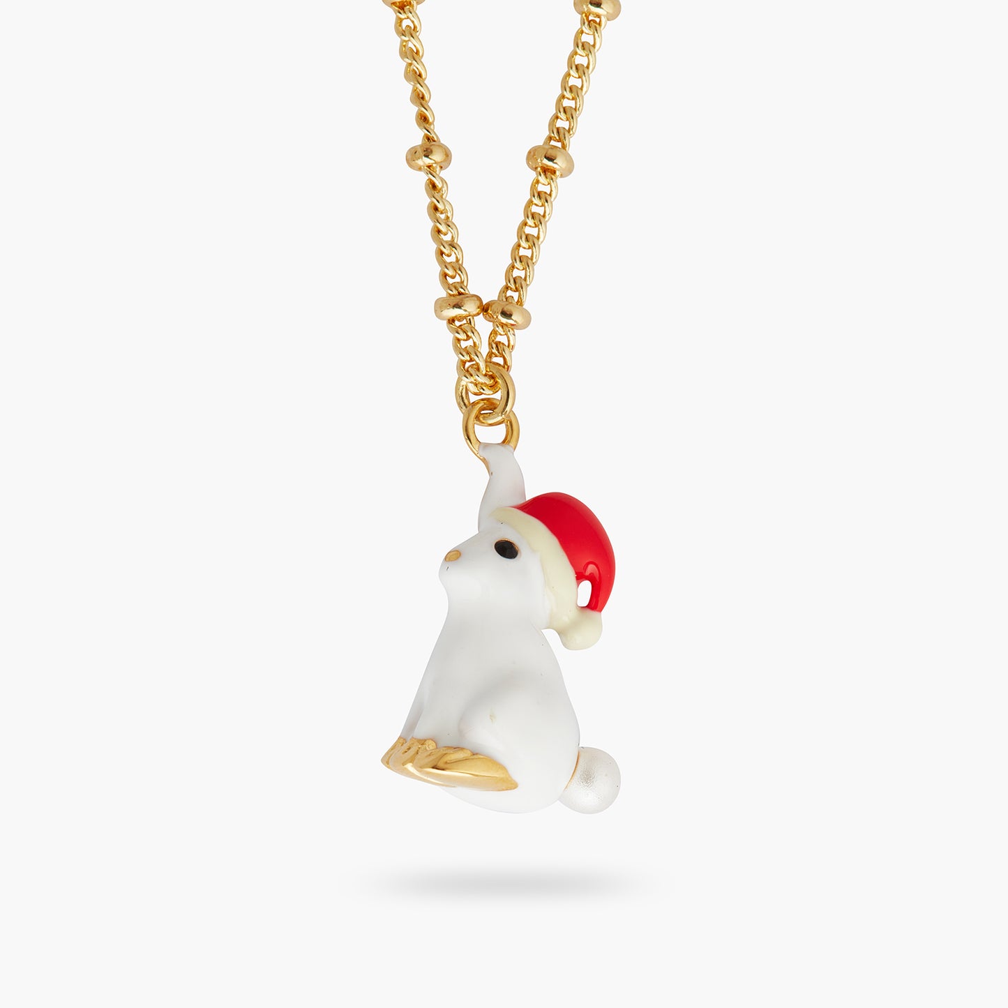 Rabbit and santa hat pendant necklace | AQNE3041