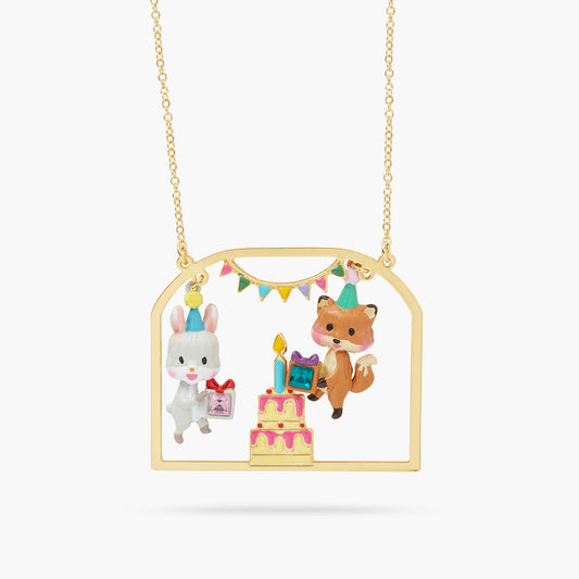 Rabbit and fox pendant necklace | AQPP3081