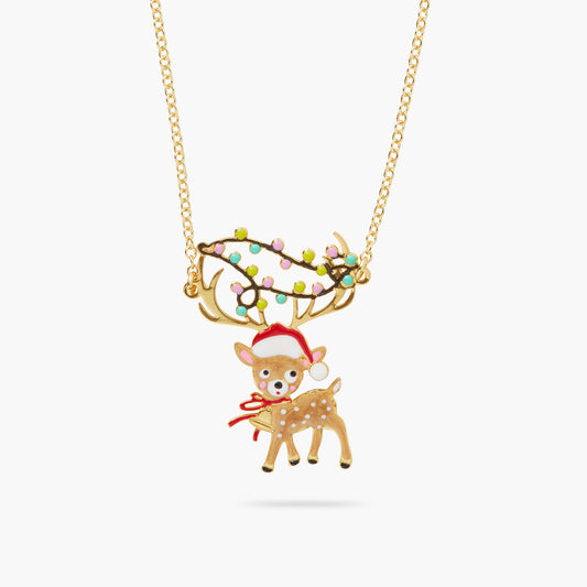 Reindeer and fairy light pendant necklace | AQSP3101