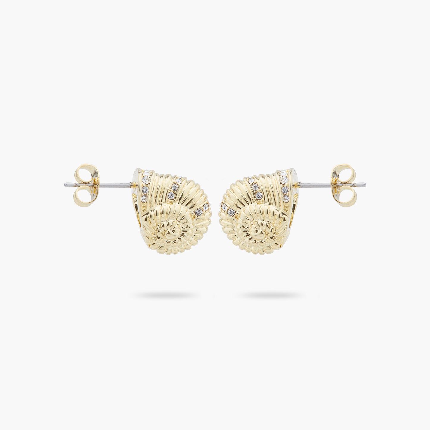 Golden Snail And Faceted Crystal Earrings | ARAM1031