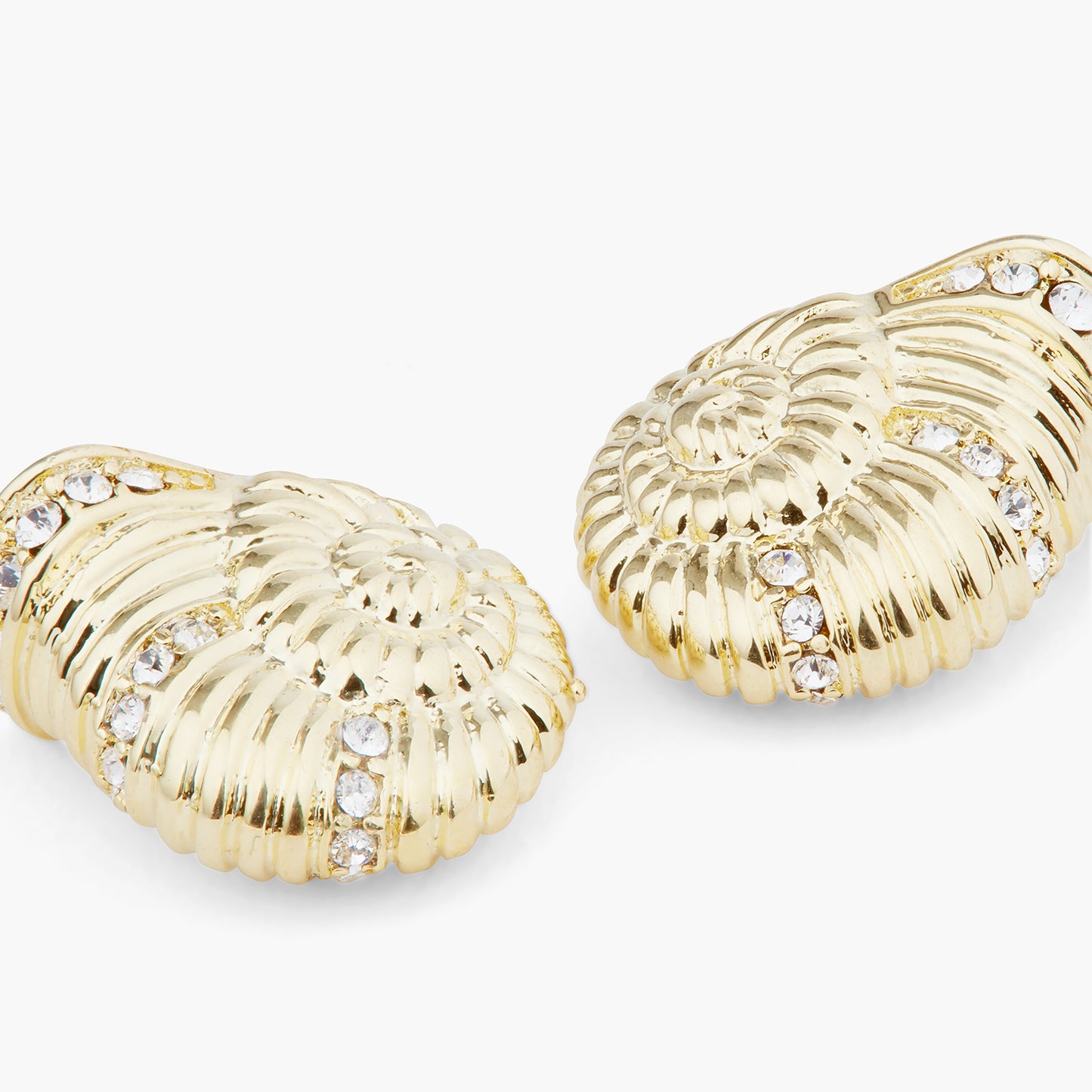 Golden Snail And Faceted Crystal Earrings | ARAM1031