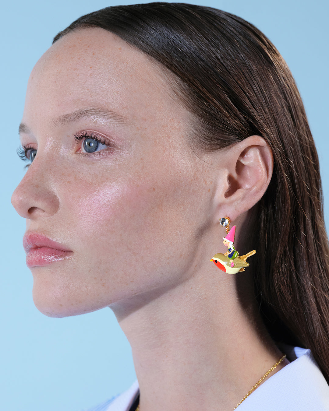 Garden Gnome And Bird Asymmetrical Earrings | ARCP1041