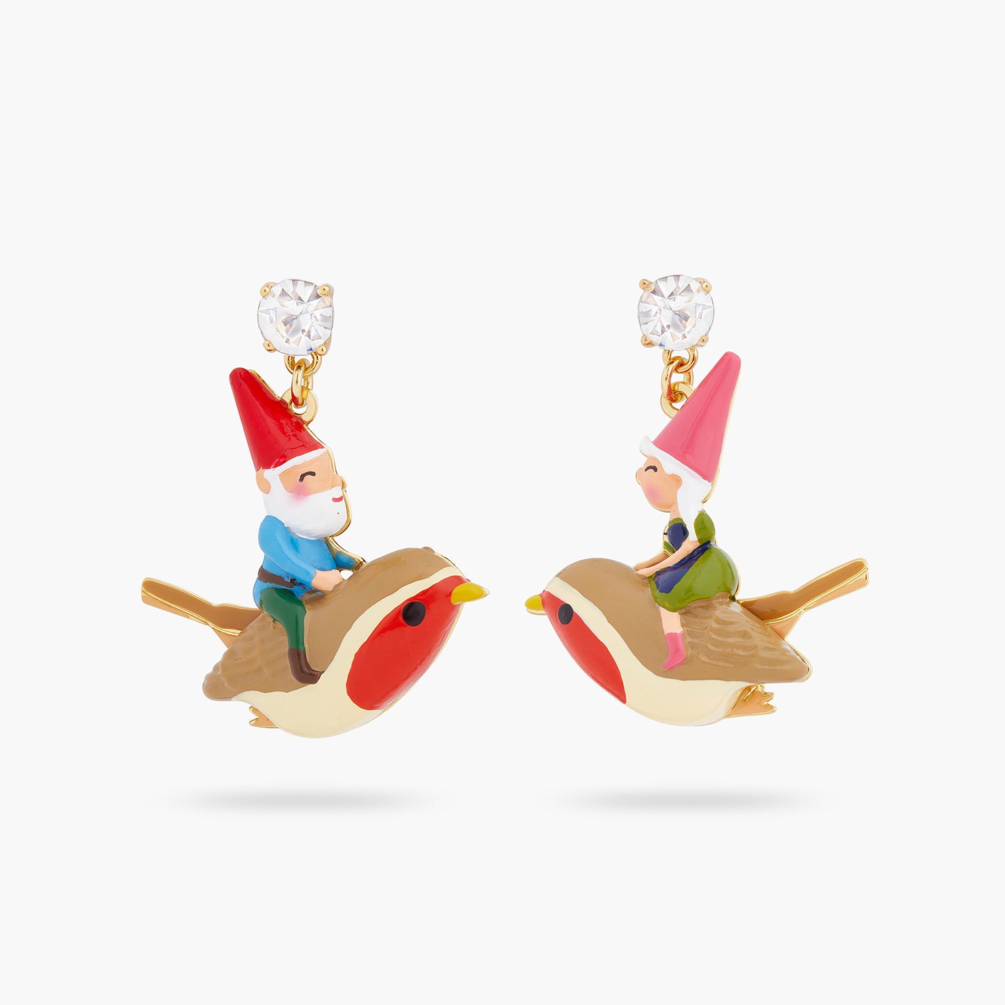 Garden Gnome And Bird Asymmetrical Earrings | ARCP1041