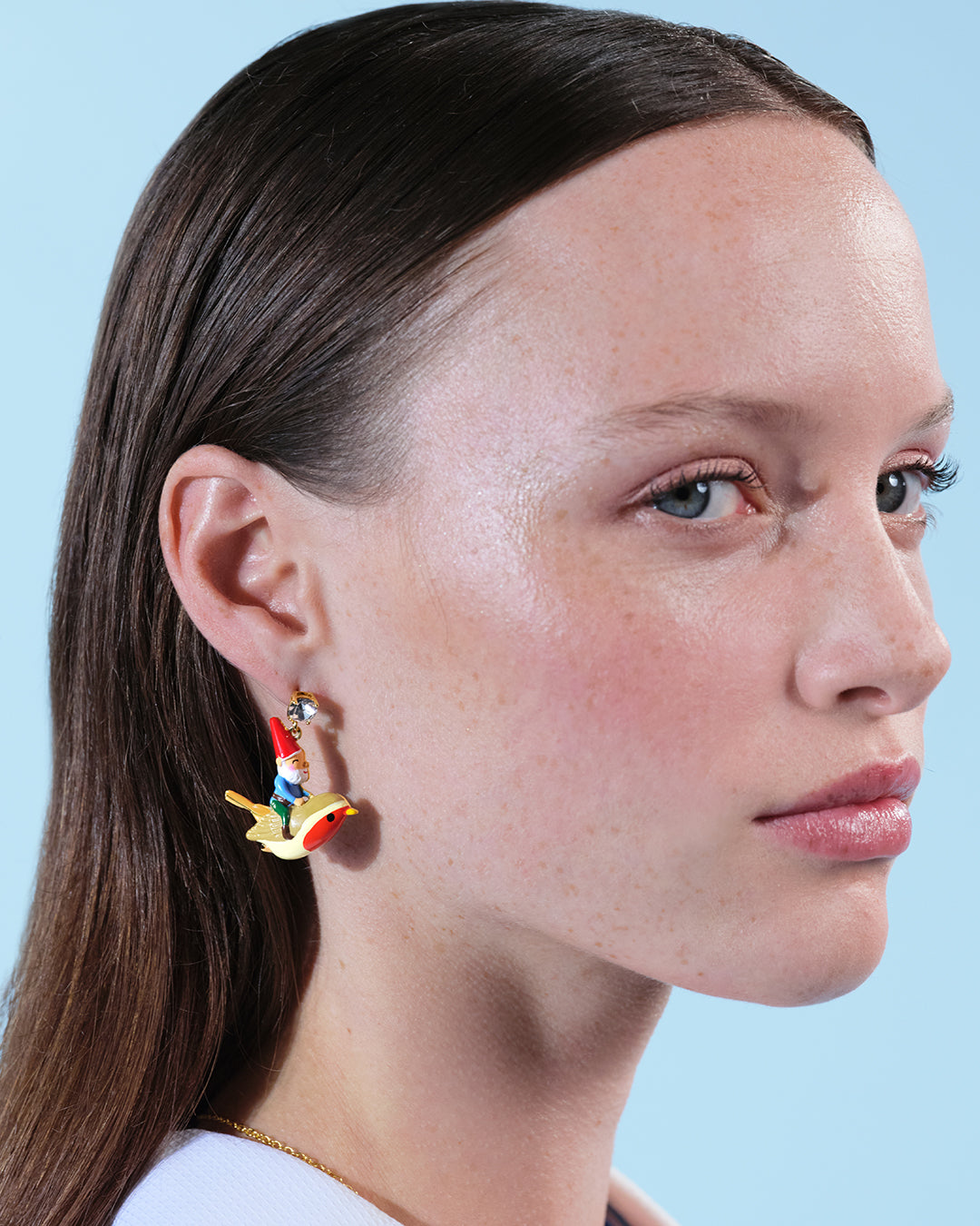 Garden Gnome And Bird Asymmetrical Earrings | ARCP1041