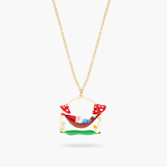 Garden Gnome And Hamac Pendant Necklace | ARCP3021