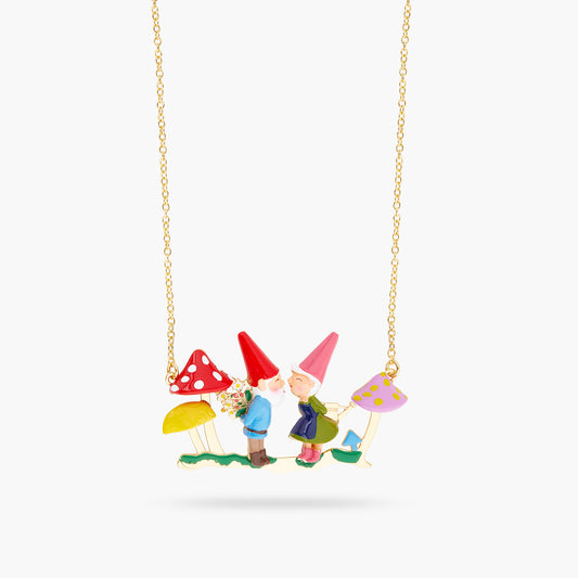 Garden Gnome Couple And Presents Statement Necklace | ARCP3071