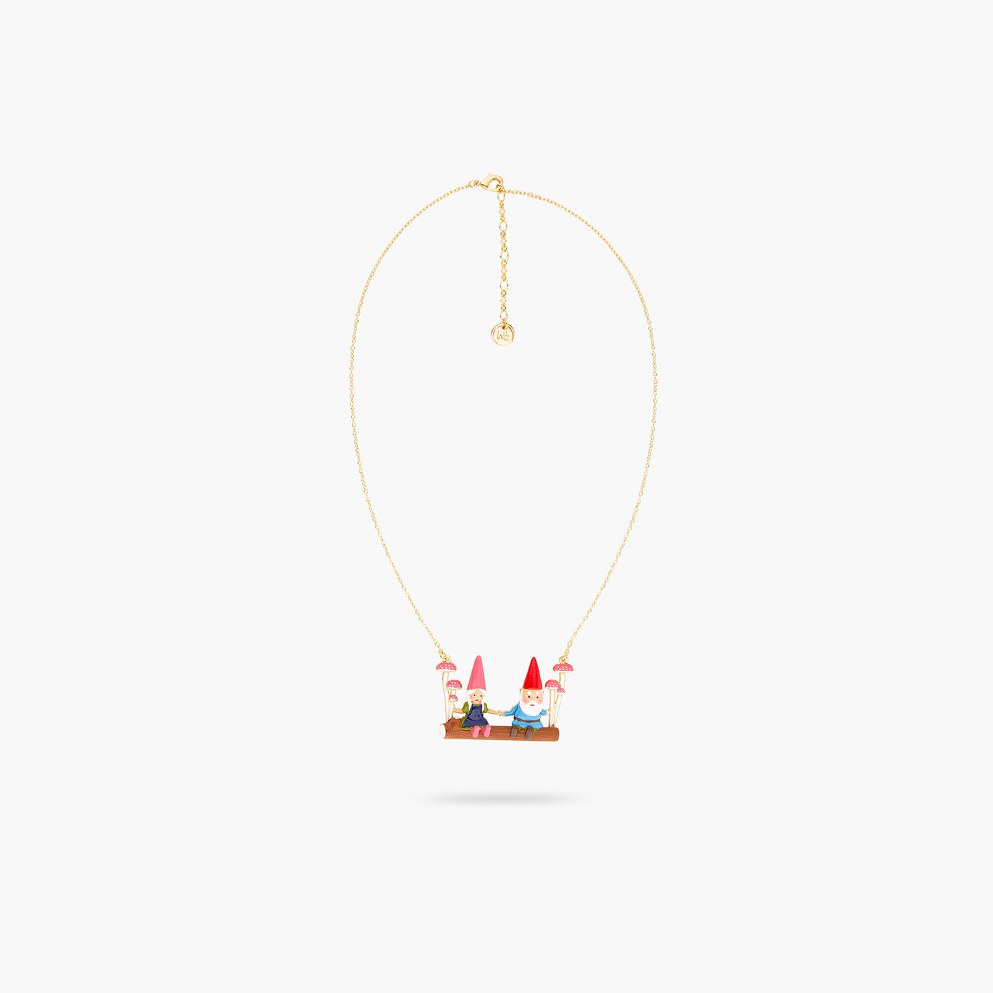 Garden Gnomes On A Swing Statement Necklace | ARCP3081