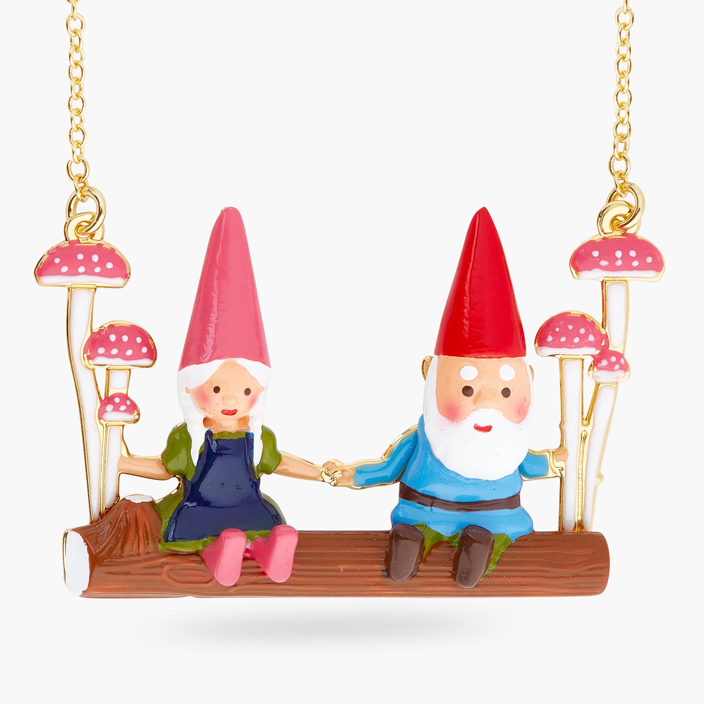 Garden Gnomes On A Swing Statement Necklace | ARCP3081