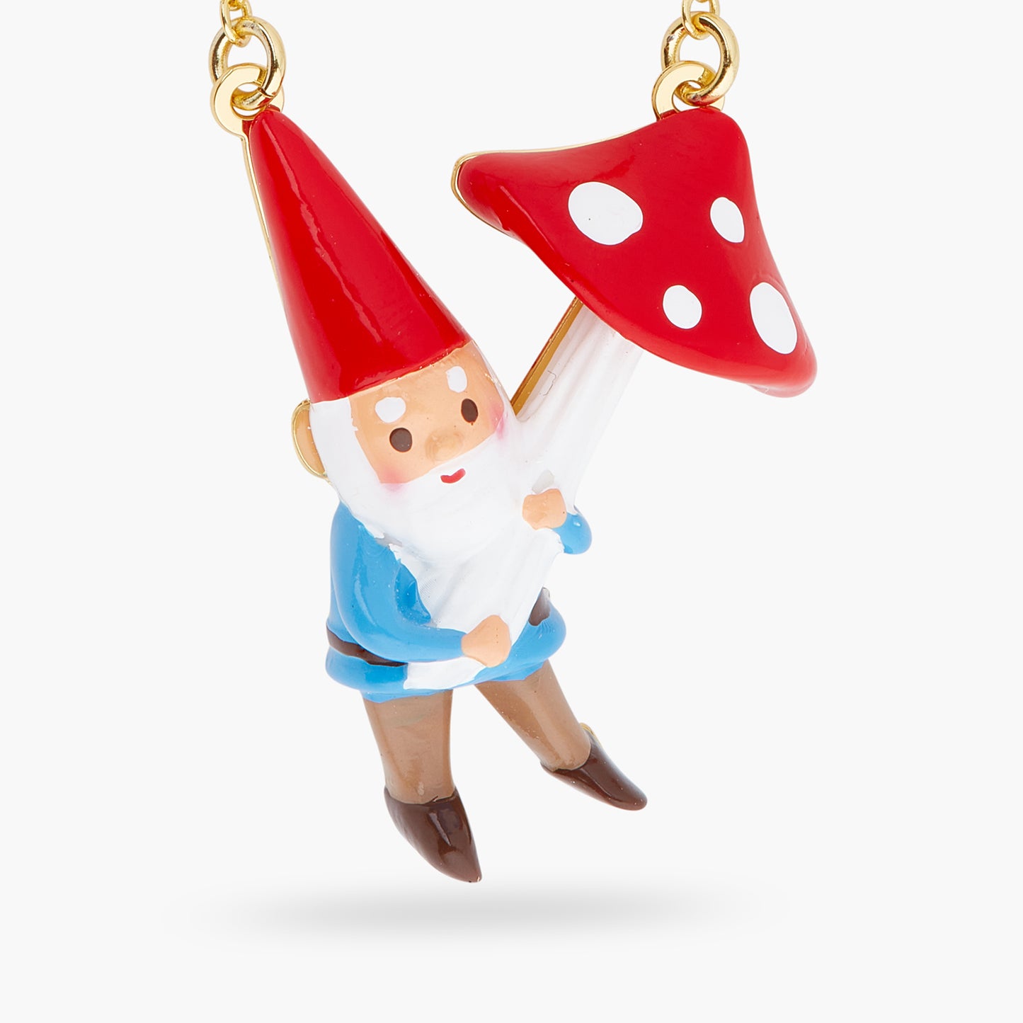 Garden Gnome And Mushroom Pendant Necklace | ARCP3091
