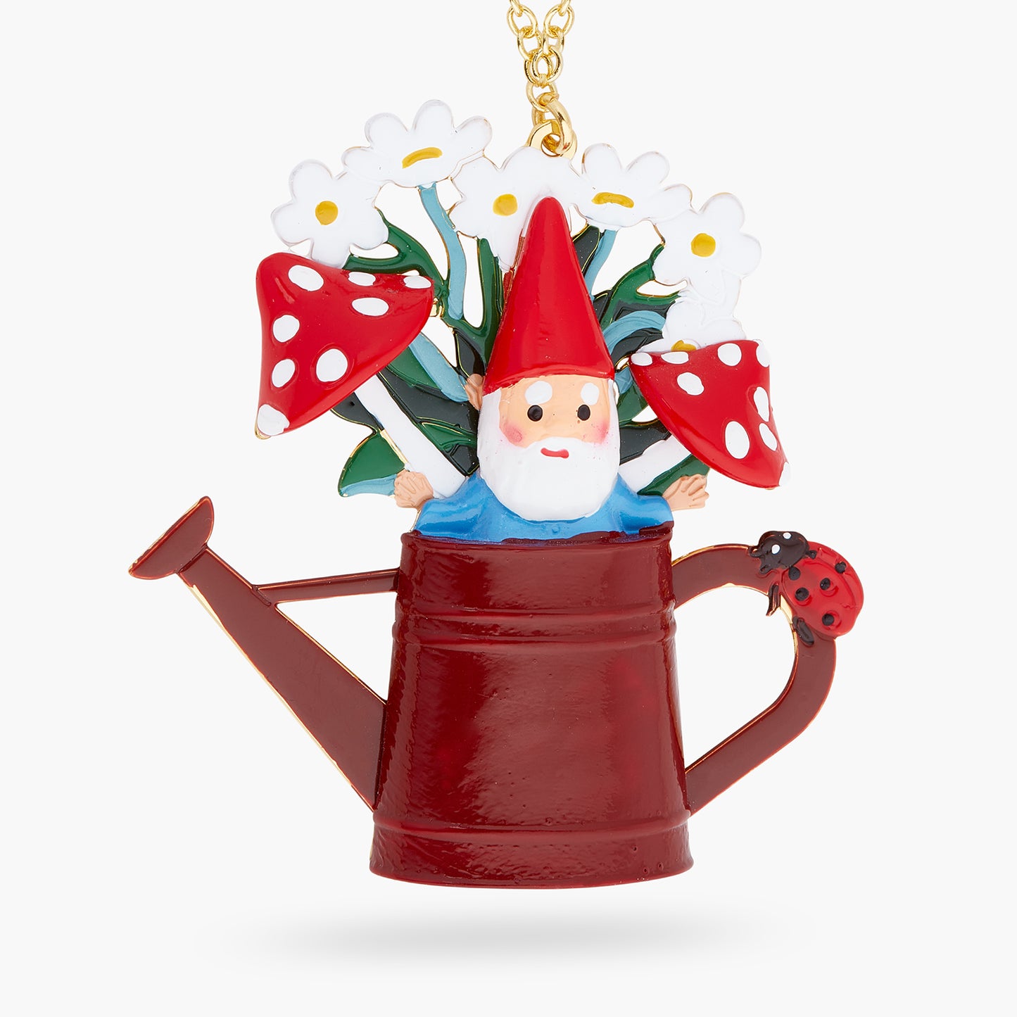 Garden Gnome And Watering Can Pendant Necklace | ARCP3101