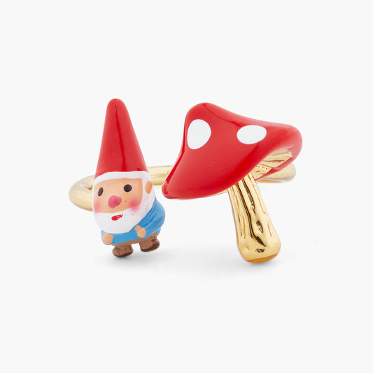 Garden Gnome And Mushroom You And Me Adjustable Ring | ARCP6011